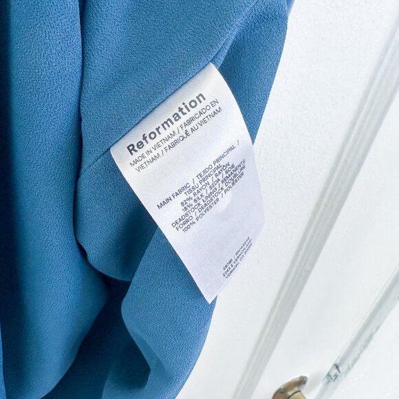 Reformation | Avielle Velvet Halter Mini Open Low Back Dress in Blue Size‎ 0 - Picture 6 of 6